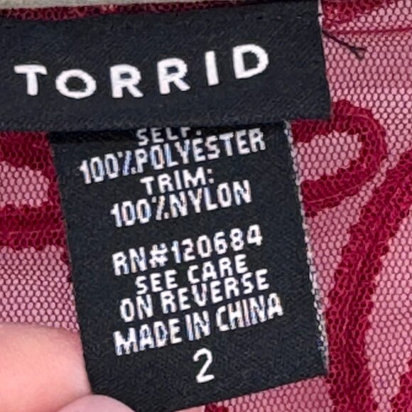 Torrid Red Sheer Embroidered Tank Top Size 2x plus sleeveless womens - Picture 2 of 13